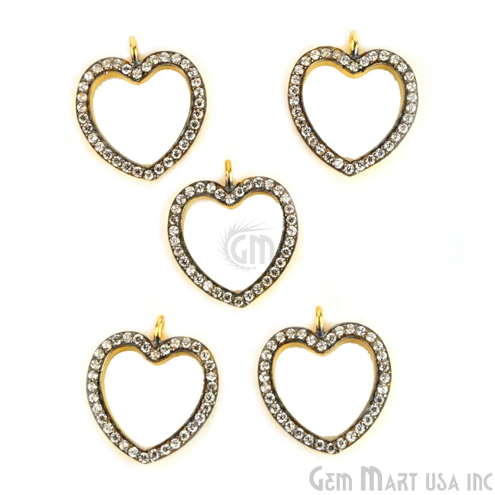 'Heart' CZ Pave Gold Vermeil Charm for Bracelet & Pendants