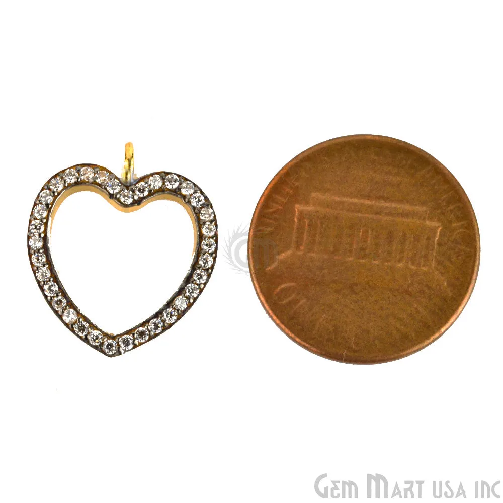 'Heart' CZ Pave Gold Vermeil Charm for Bracelet & Pendants