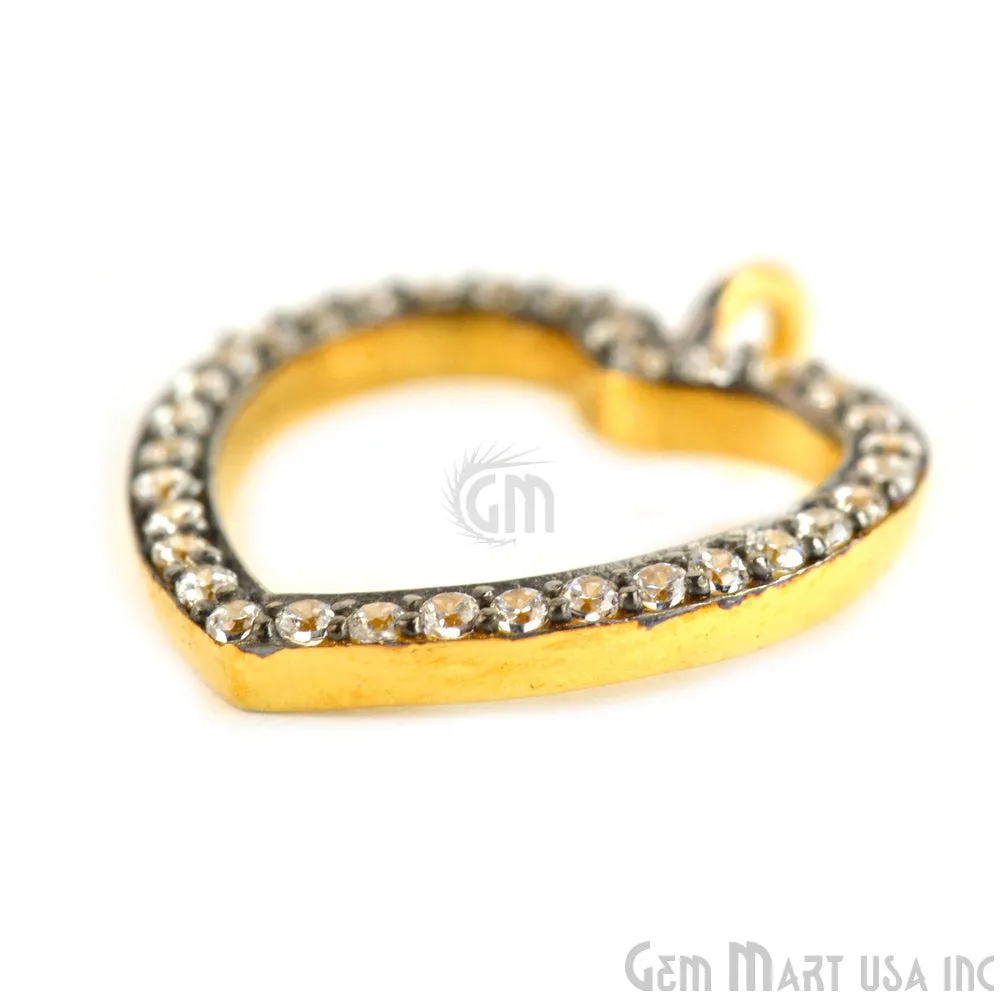 'Heart' CZ Pave Gold Vermeil Charm for Bracelet & Pendants