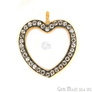 'Heart' CZ Pave Gold Vermeil Charm for Bracelet & Pendants