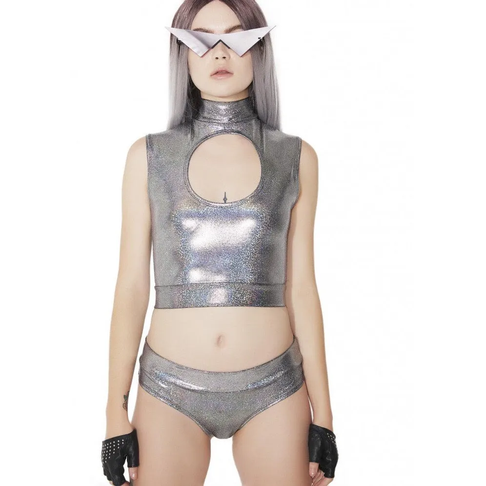 Hologram Lowrise Cheeky Bottoms in Silver