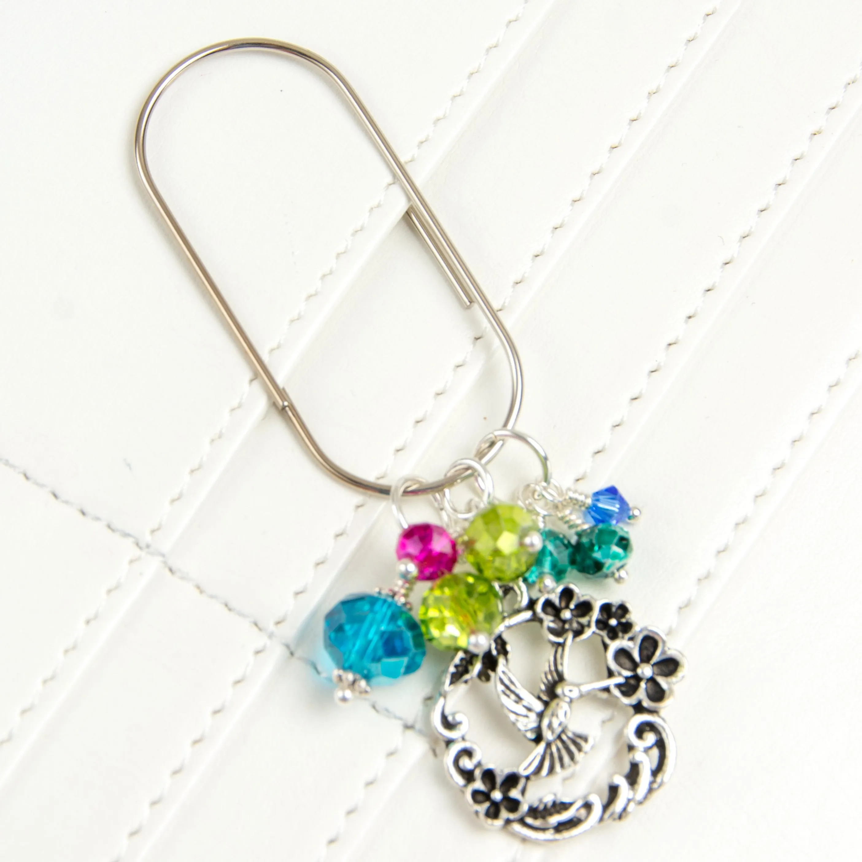 Hummingbird & Flower Dangle Planner Clip or Charm