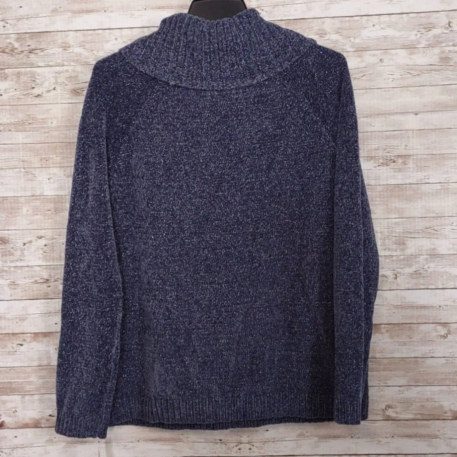 INC Chenille Cowl Neck Metallic Sweater Large