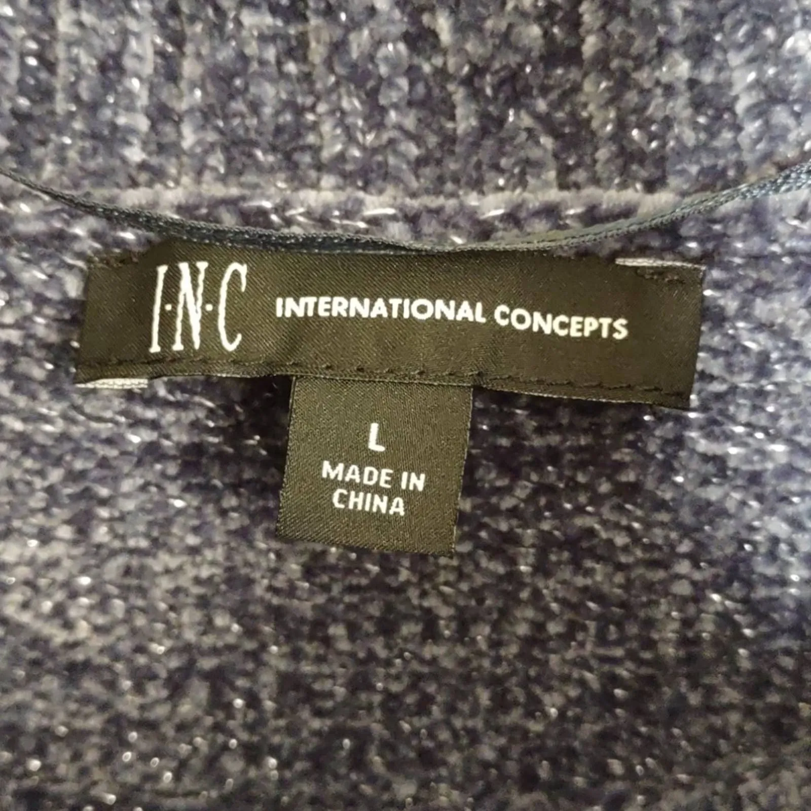 INC Chenille Cowl Neck Metallic Sweater Large