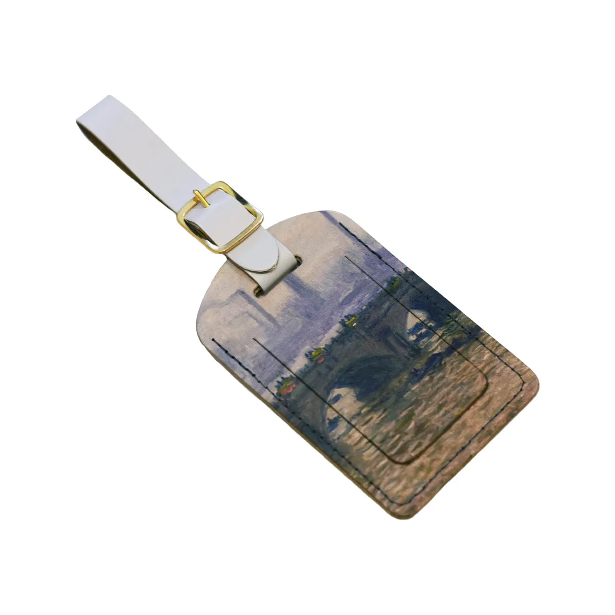 Leather Luggage Tag Monet Waterloo Bridge, Overcast