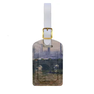 Leather Luggage Tag Monet Waterloo Bridge, Overcast