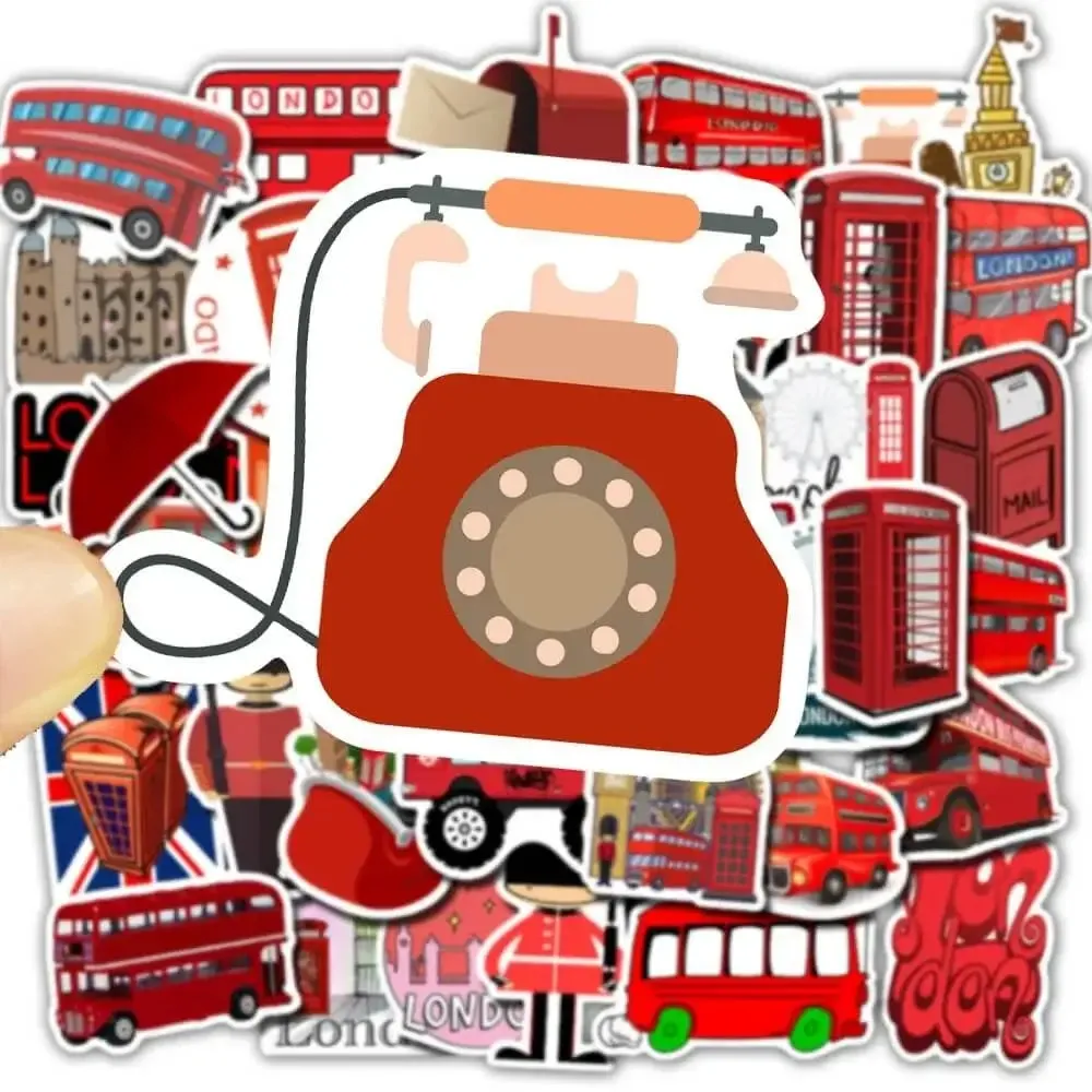 London Red Bus Style Graffiti Stickers Pack - Set of 50