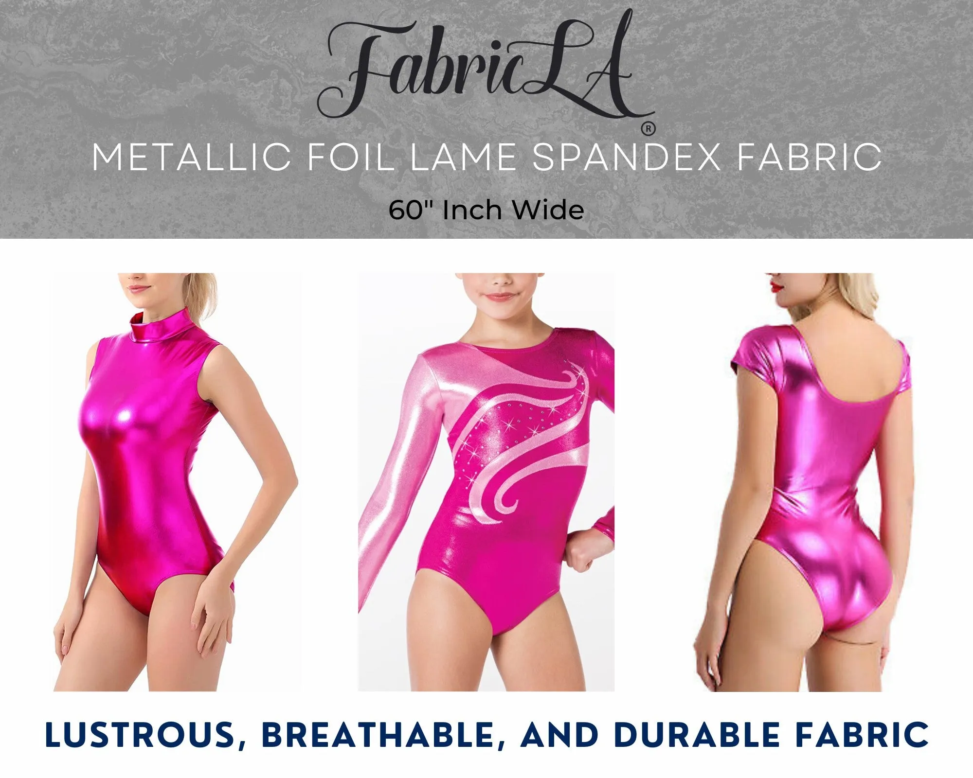 Metallic Lame Foil Spandex Knit Fabric | Fuchsia