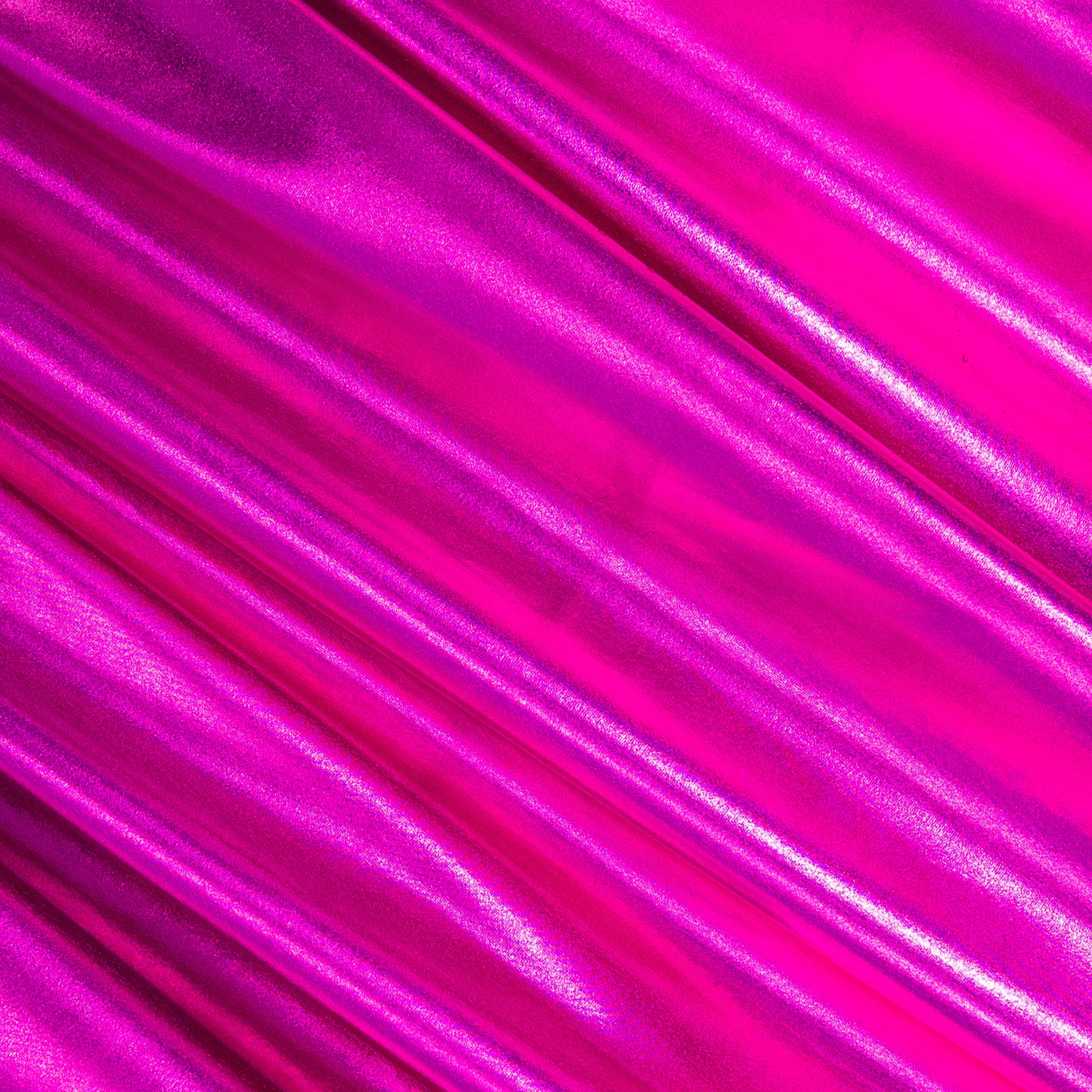 Metallic Lame Foil Spandex Knit Fabric | Fuchsia