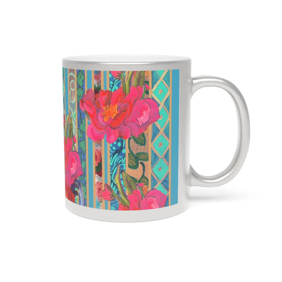 Metallic Mug Bathed in Silver or Gold "Sweet Magnolia"