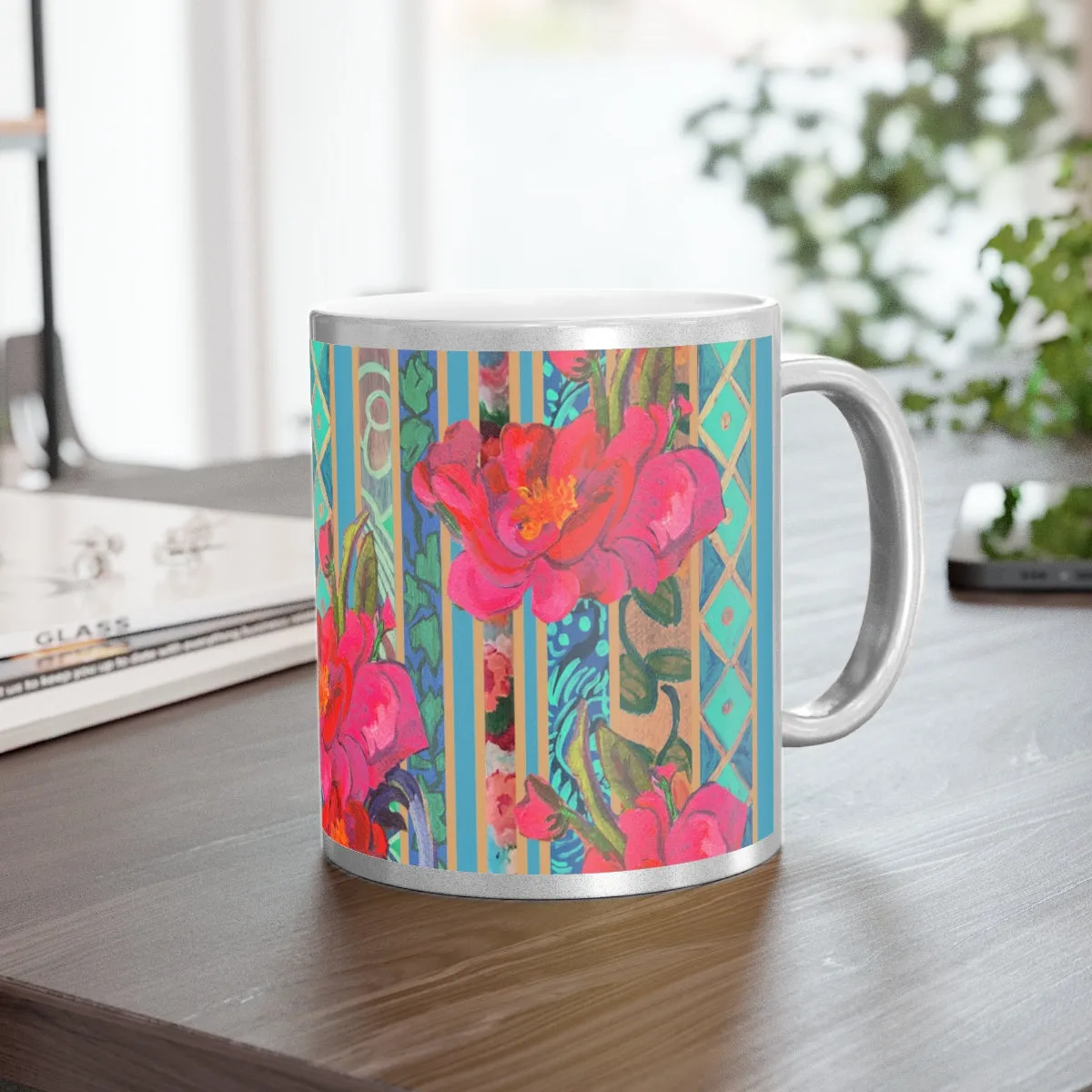 Metallic Mug Bathed in Silver or Gold "Sweet Magnolia"