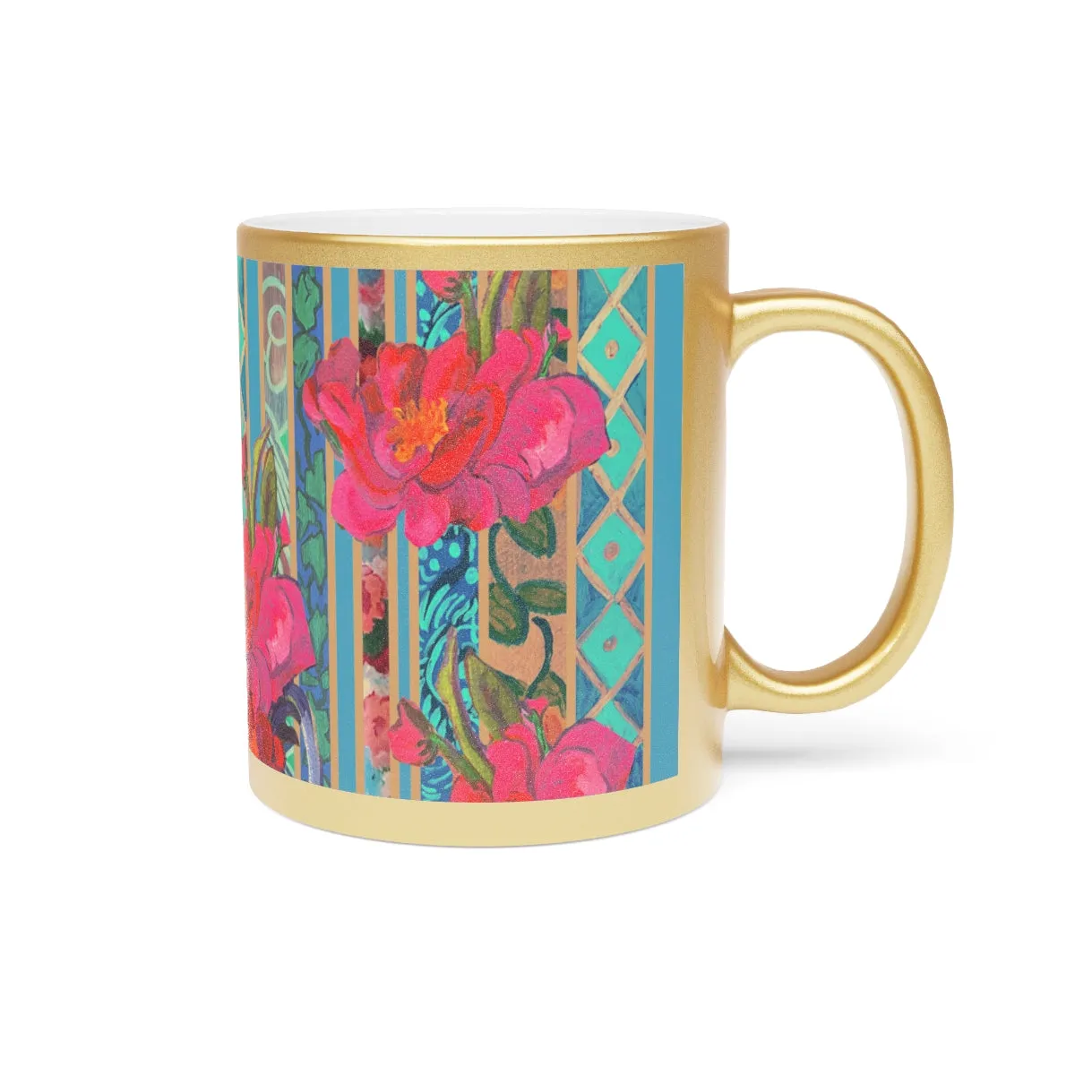 Metallic Mug Bathed in Silver or Gold "Sweet Magnolia"