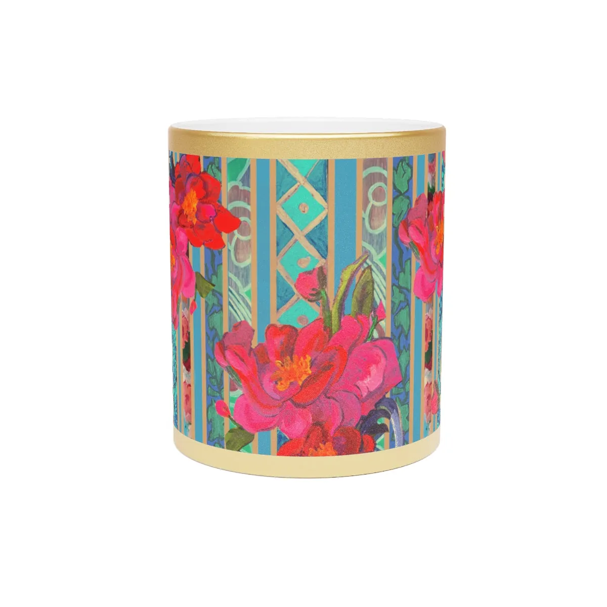 Metallic Mug Bathed in Silver or Gold "Sweet Magnolia"