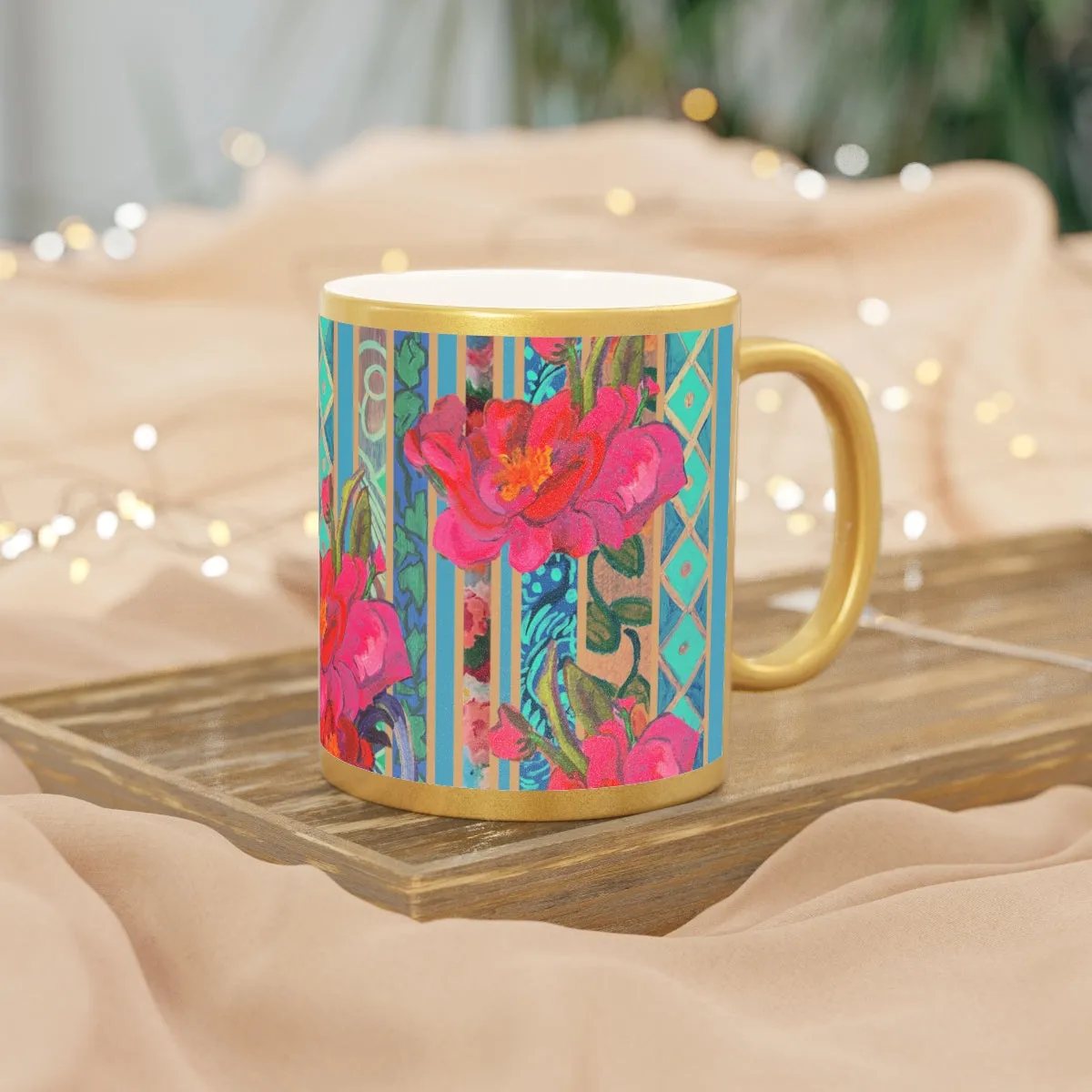 Metallic Mug Bathed in Silver or Gold "Sweet Magnolia"