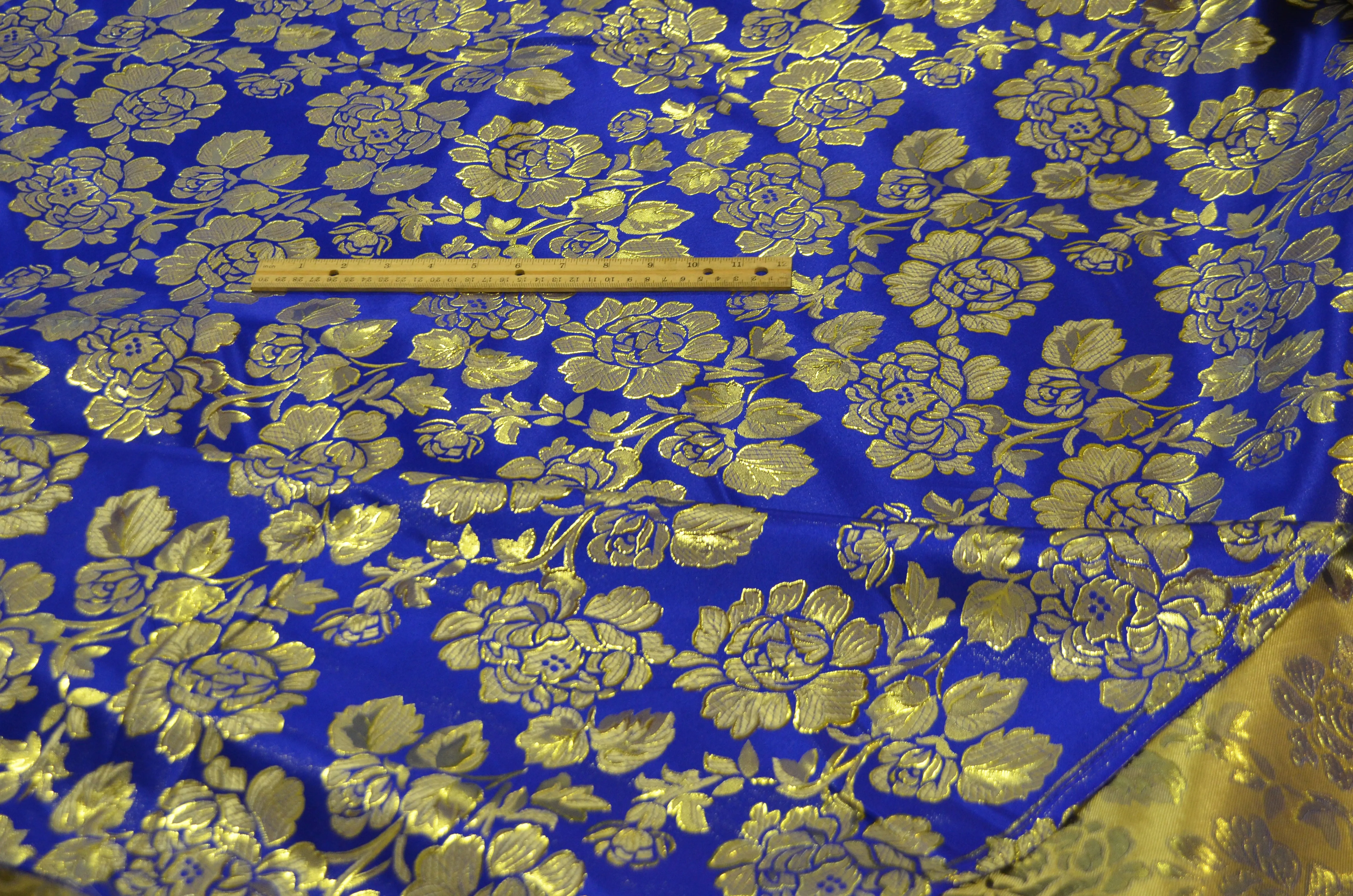 Oriental Metallic Big Flower Brocade | Metallic Brocade KR 7975 | 58" Wide | Chinese Brocade Fabric |