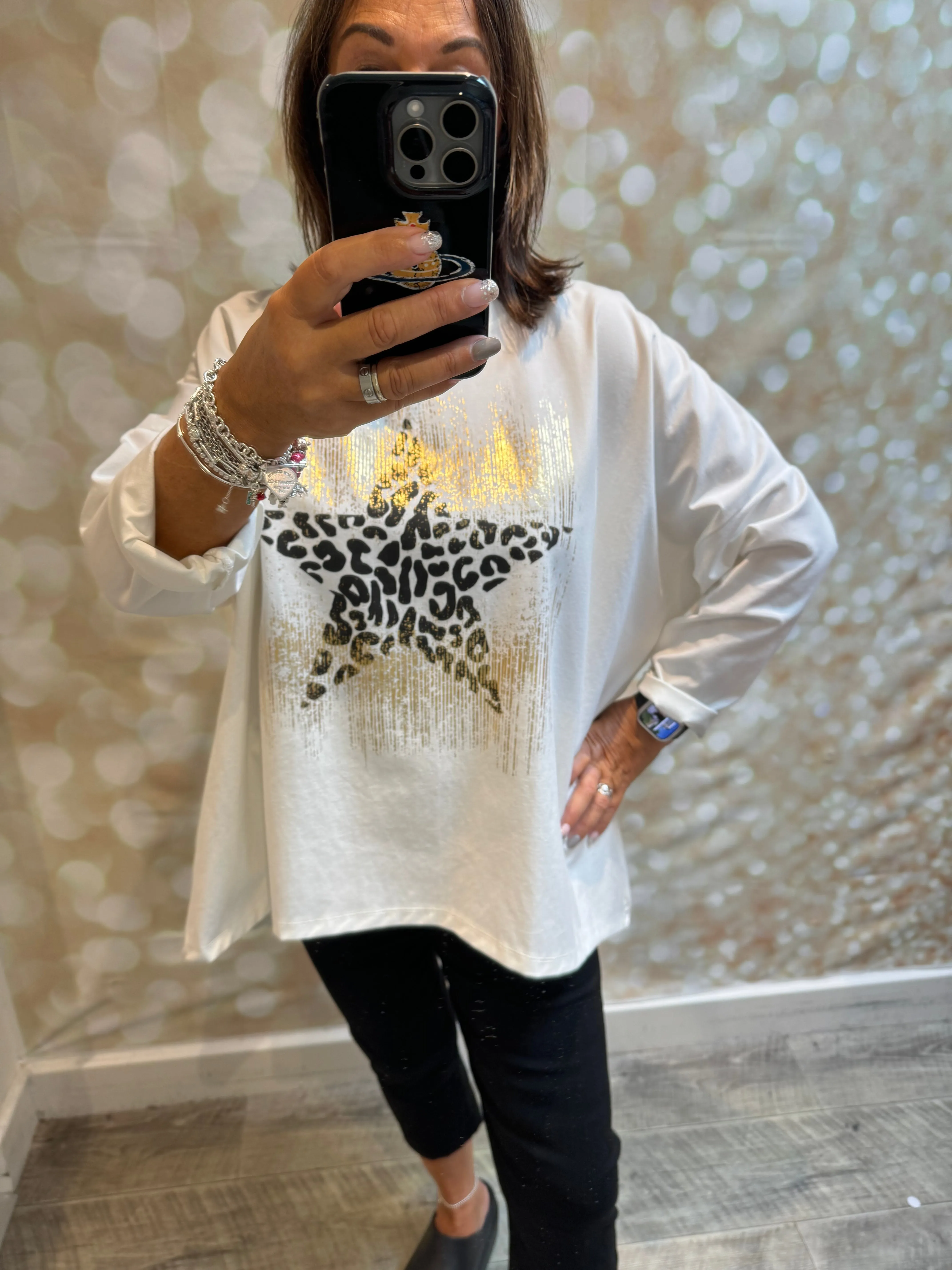 Oversized Metallic Star Sweatshirt