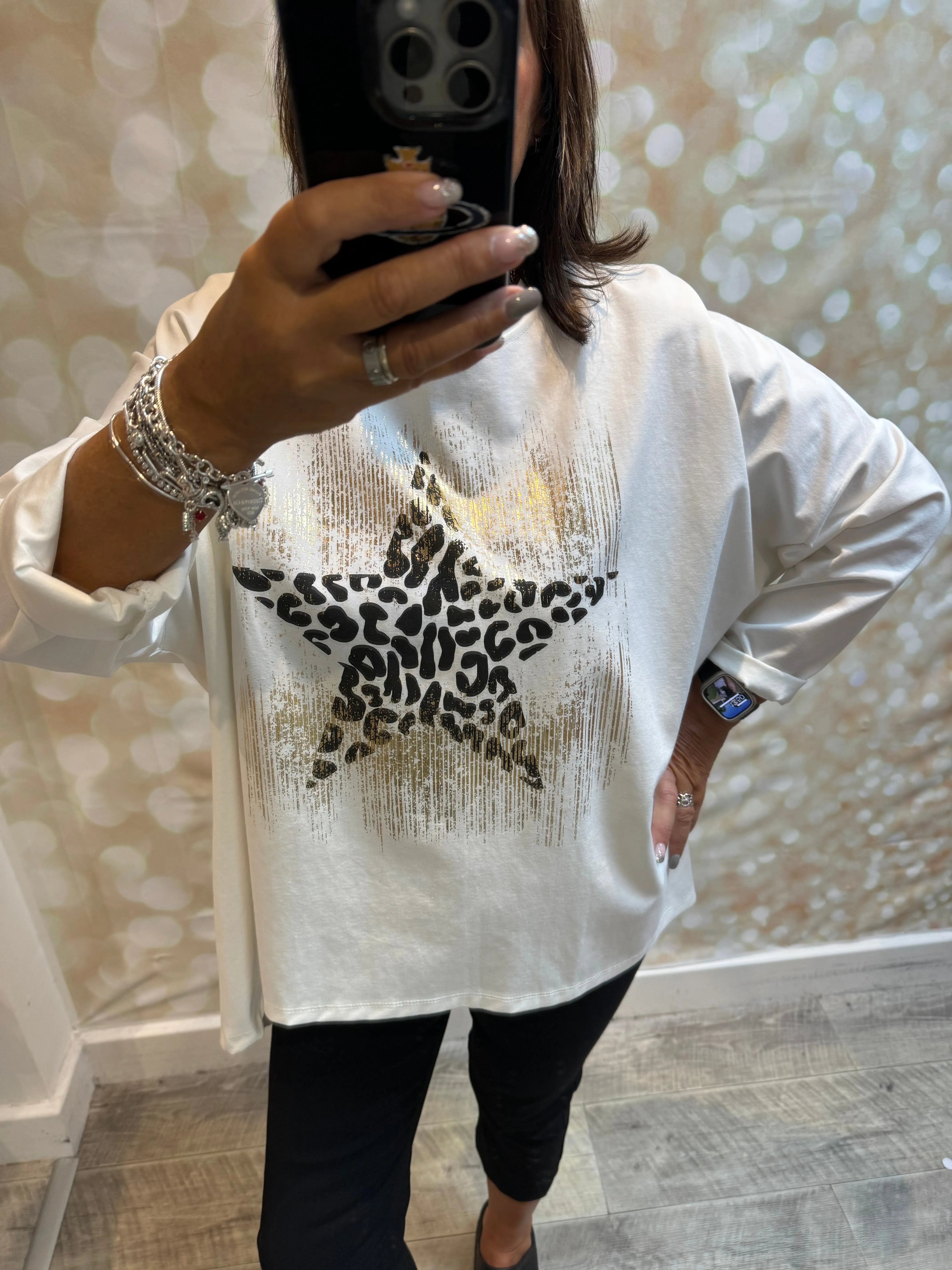 Oversized Metallic Star Sweatshirt