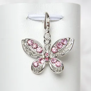 Pink Rhinestone Butterfly Charm