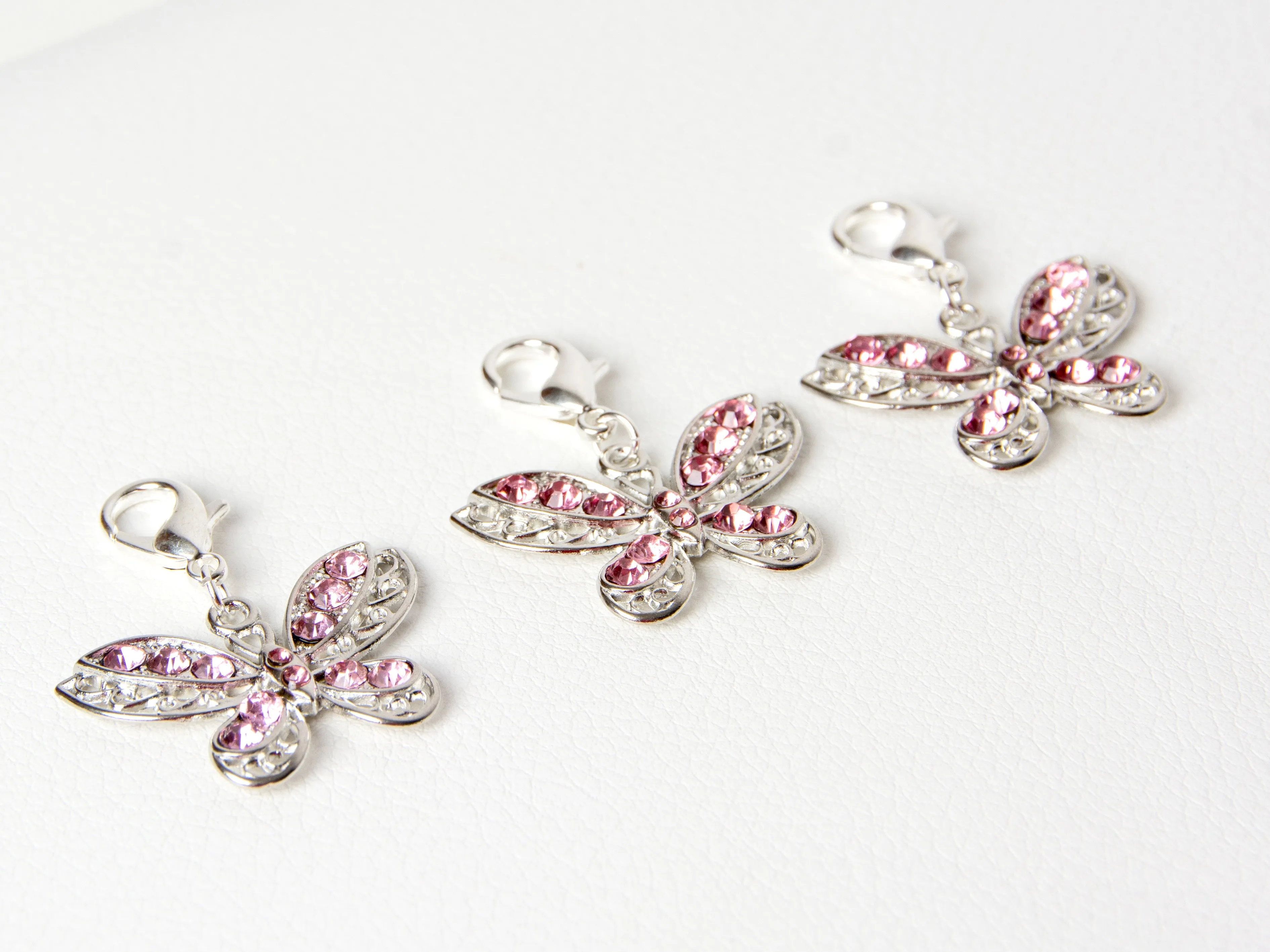 Pink Rhinestone Butterfly Charm