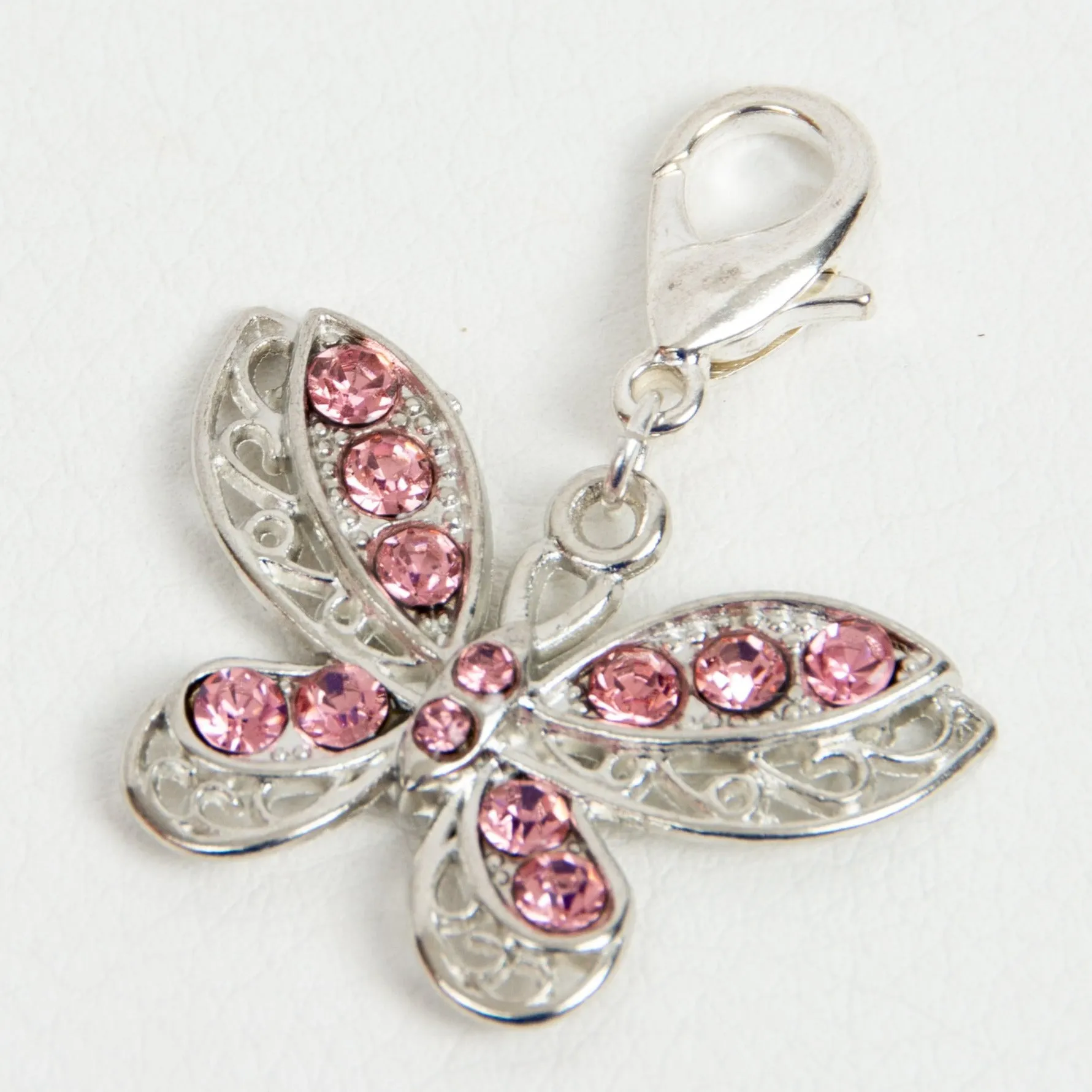 Pink Rhinestone Butterfly Charm