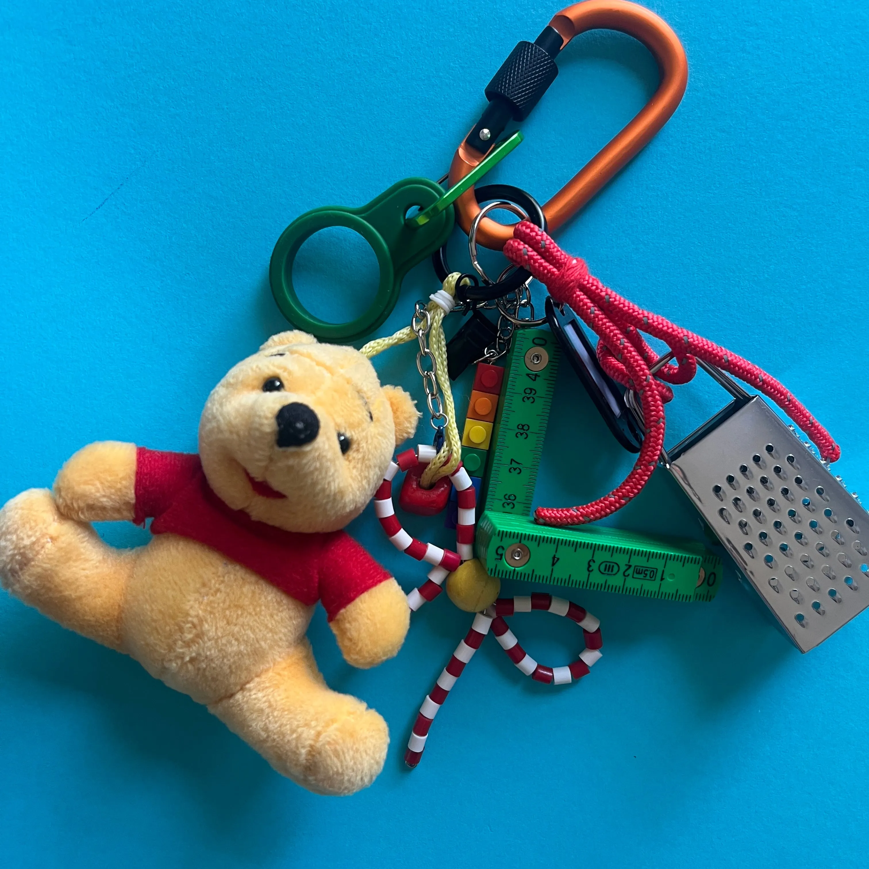 Pooh grater bag charm key ring with bottle holder