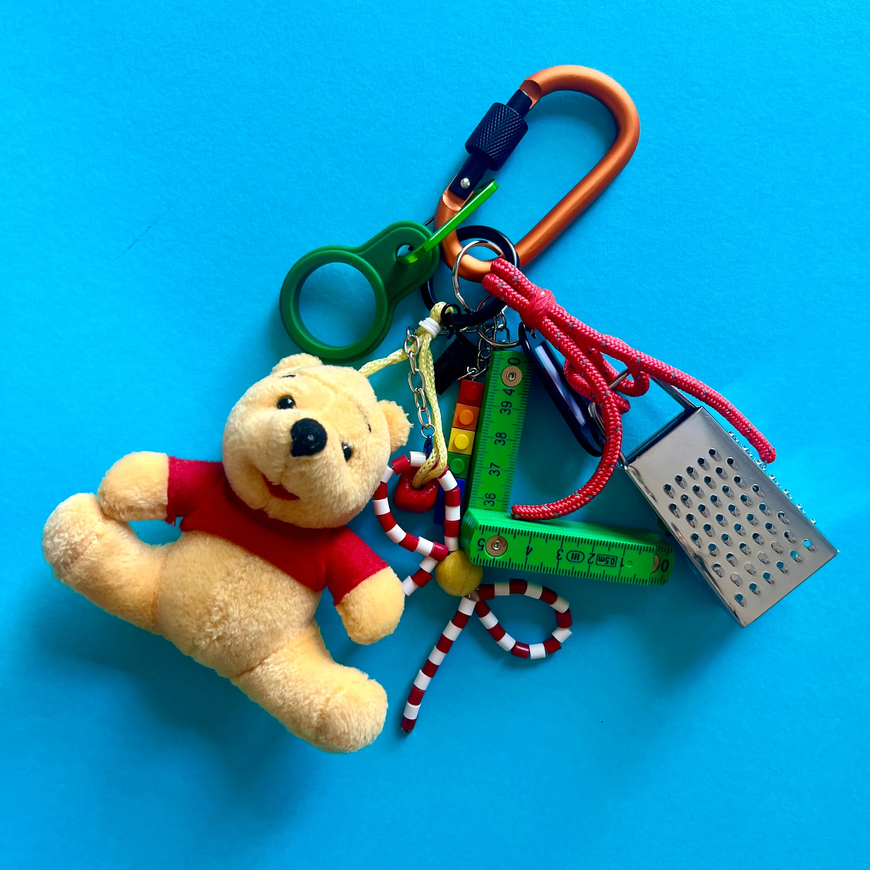 Pooh grater bag charm key ring with bottle holder