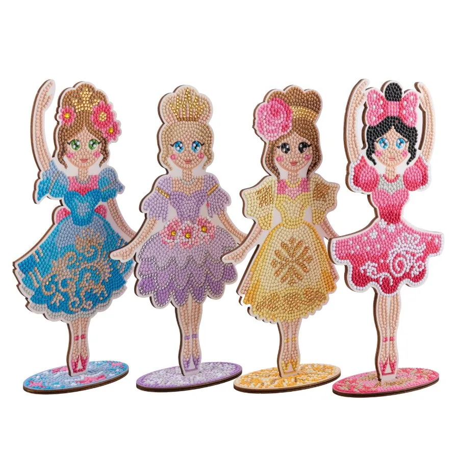 "Ballerinas" Crystal Art Wooden Kit Set of 4