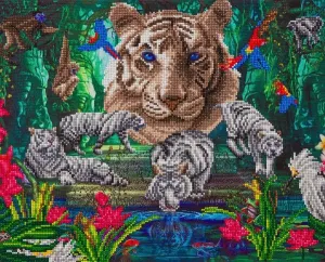 "White Tiger Temple" Crystal Art Kit 40x50cm