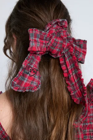 red check bow scrunchie