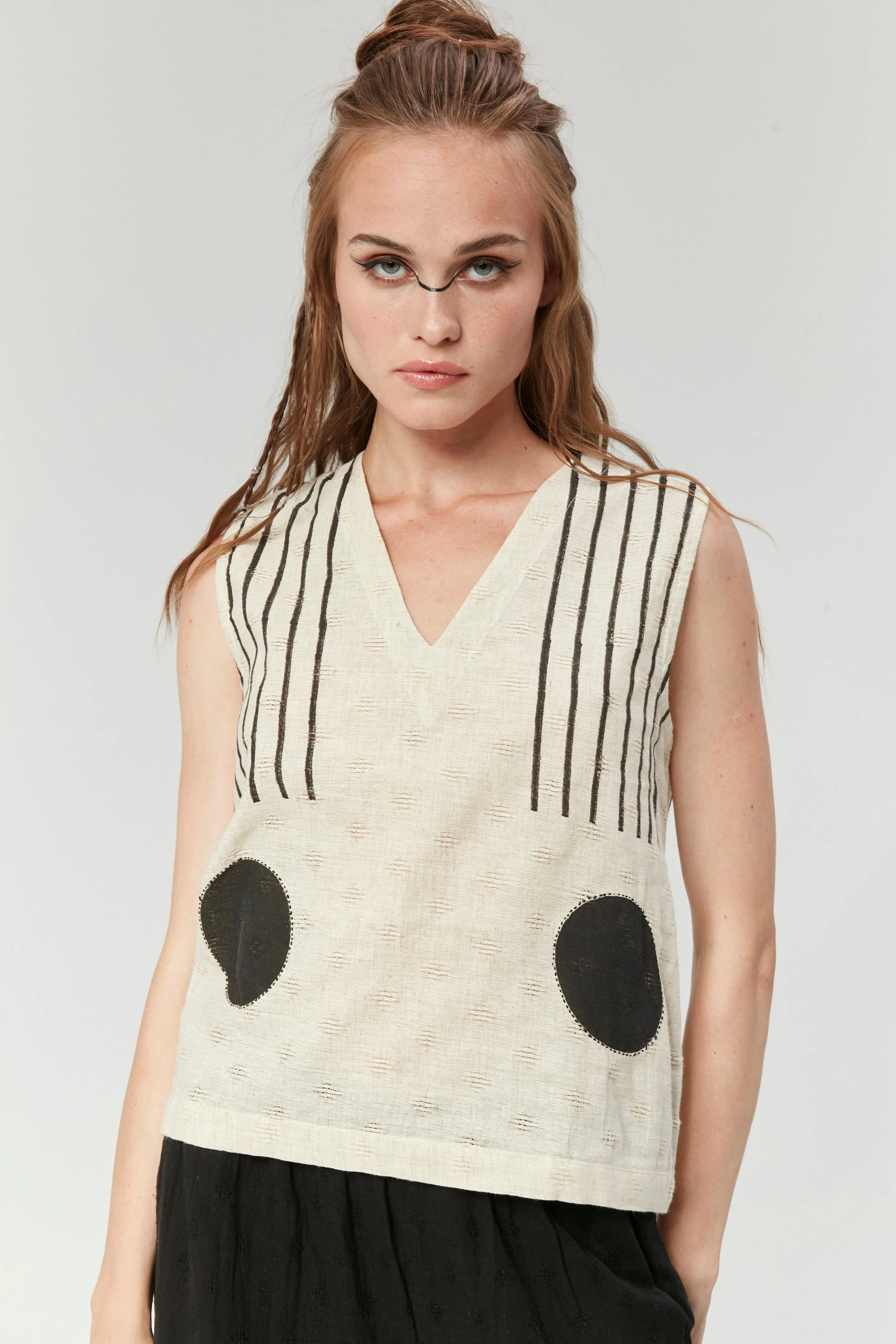 Sleeveless block printed Athens Top