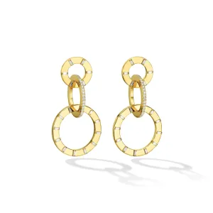 Small Yellow Gold Unity Earrings with White Diamonds