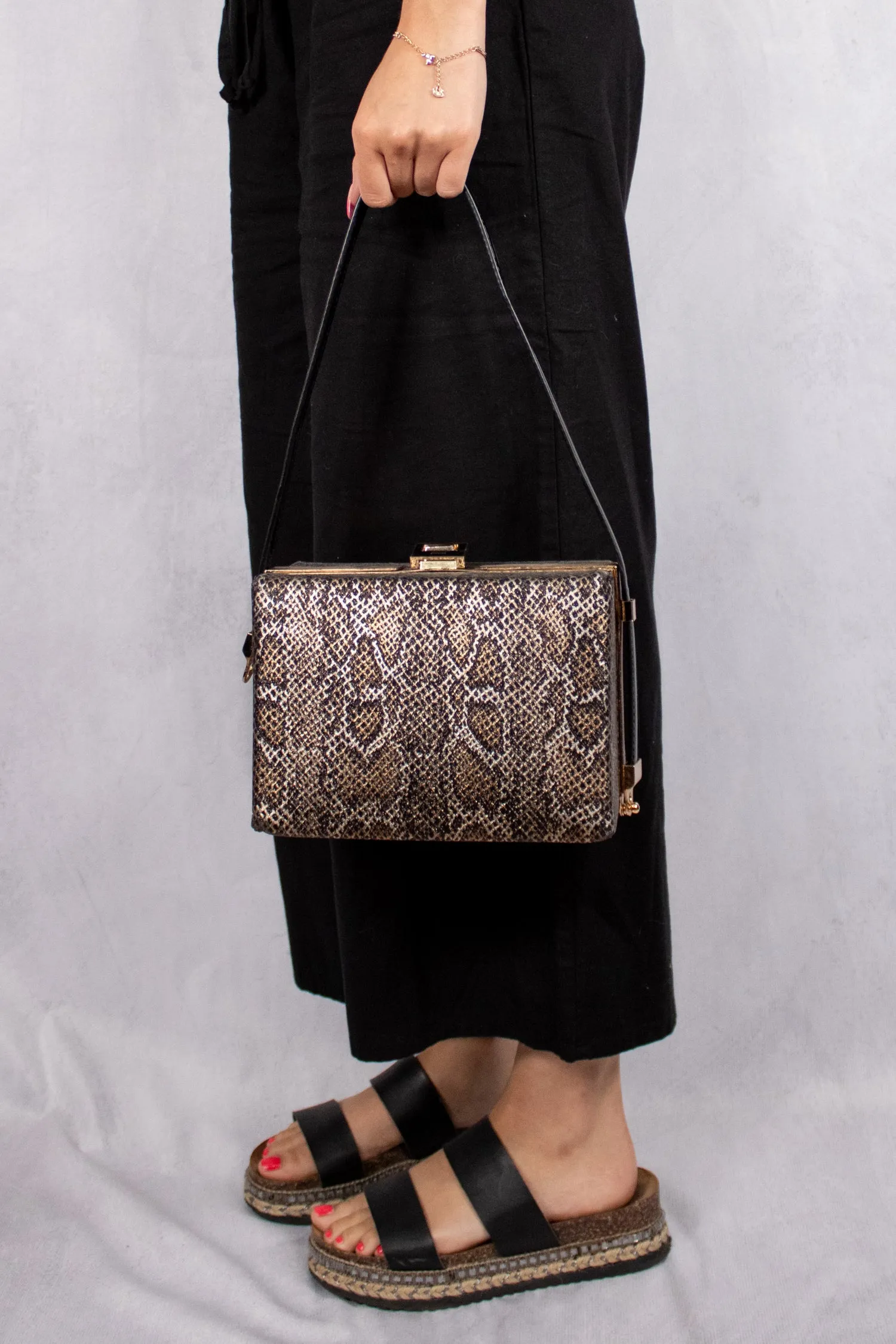 Snake Print Box Bag