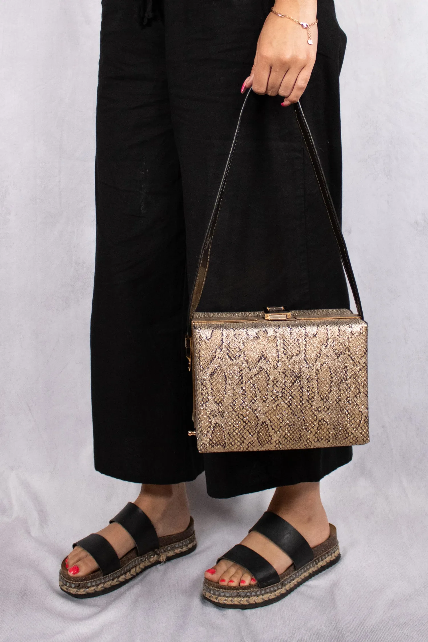 Snake Print Box Bag