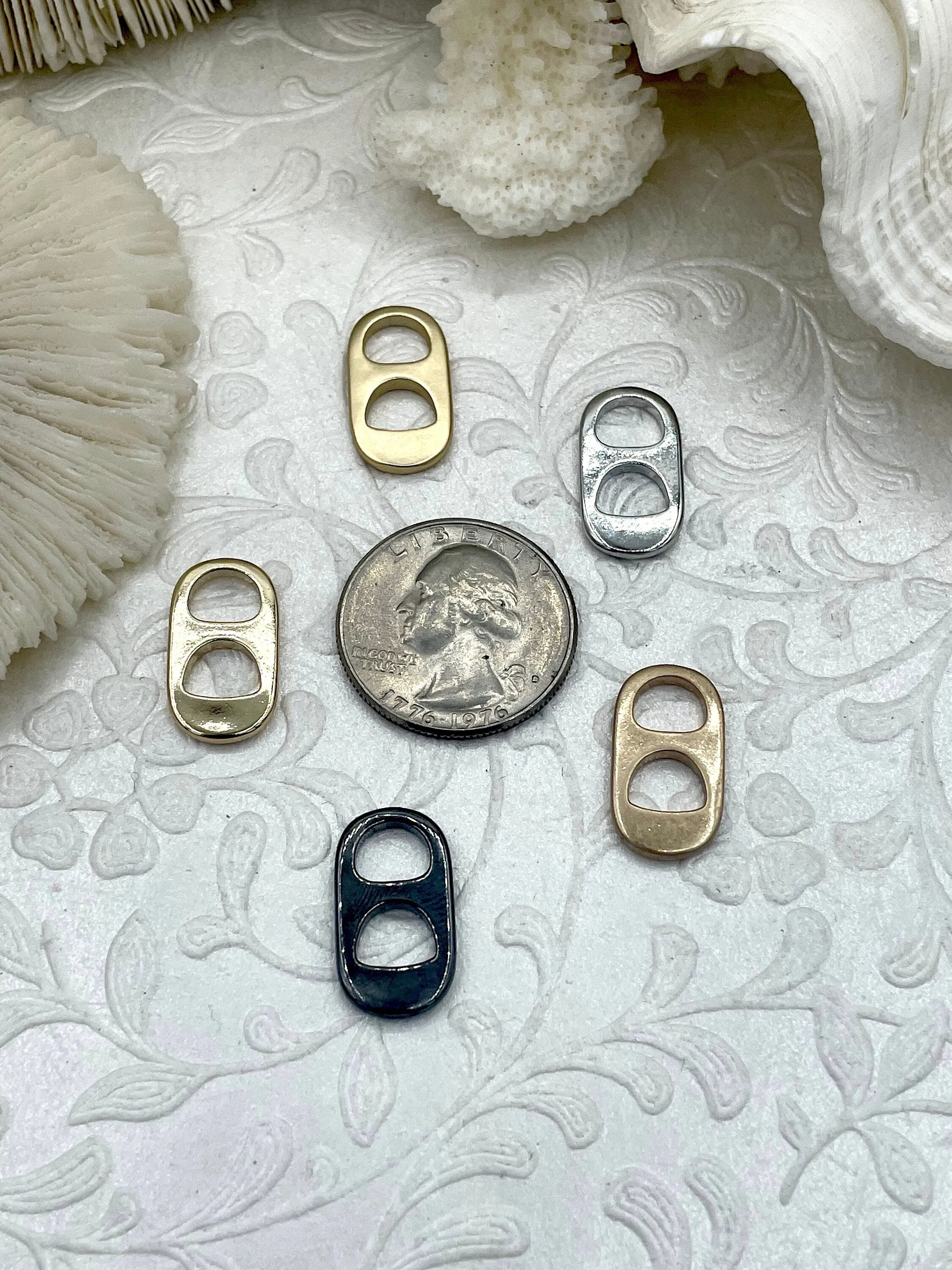 Soda Tab Charm, Soda Tab Pendant, 5 Finishes Available.  Fast Ship