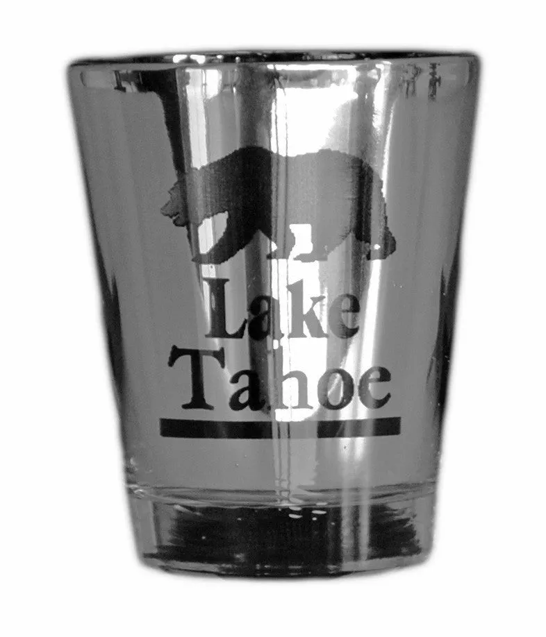 Souvenir Shot Glass Frosted Foiled Metallic Lake Tahoe