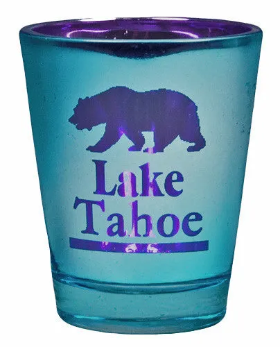 Souvenir Shot Glass Frosted Foiled Metallic Lake Tahoe