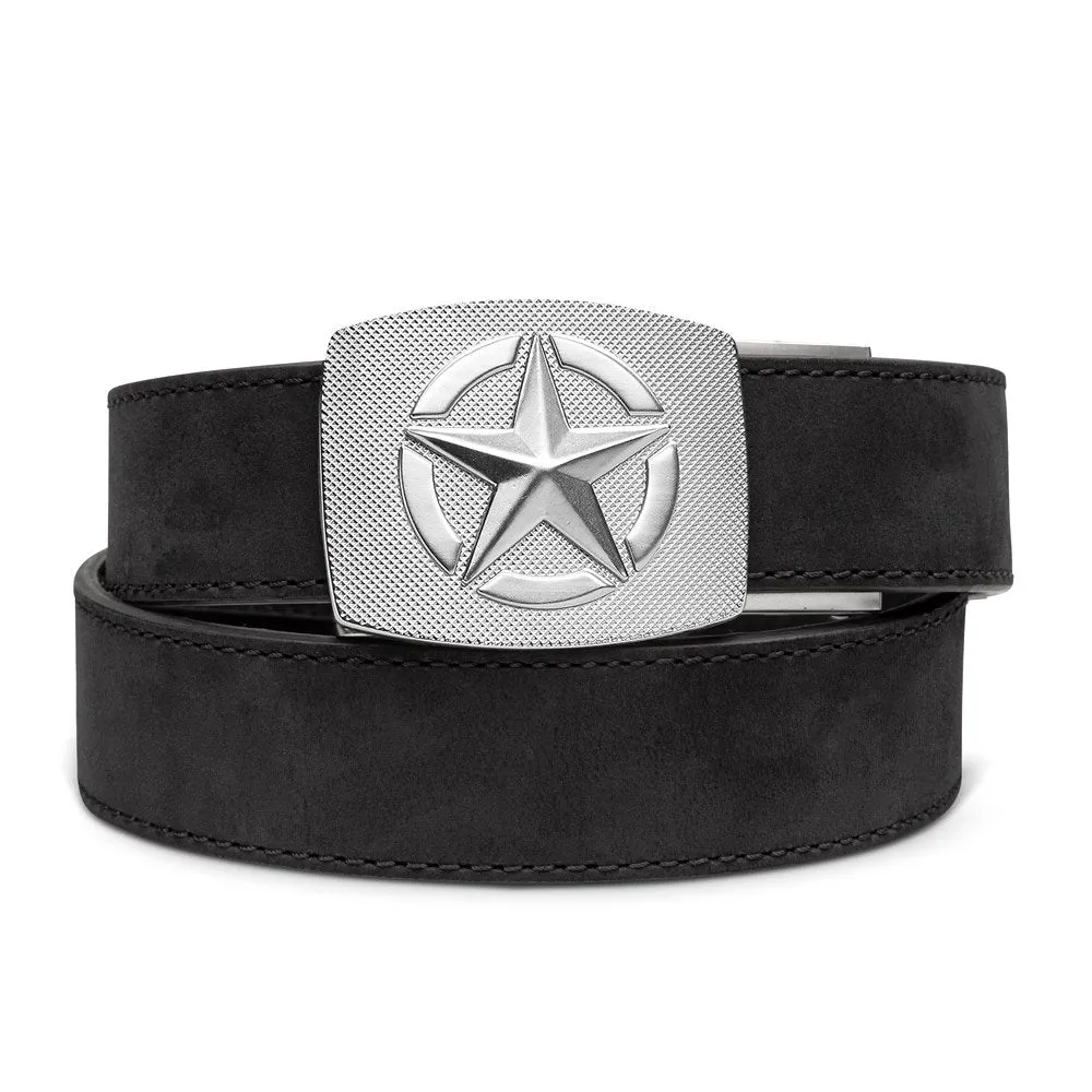 STAR BUCKLE | BLACK BUFFALO LEATHER GUN BELT