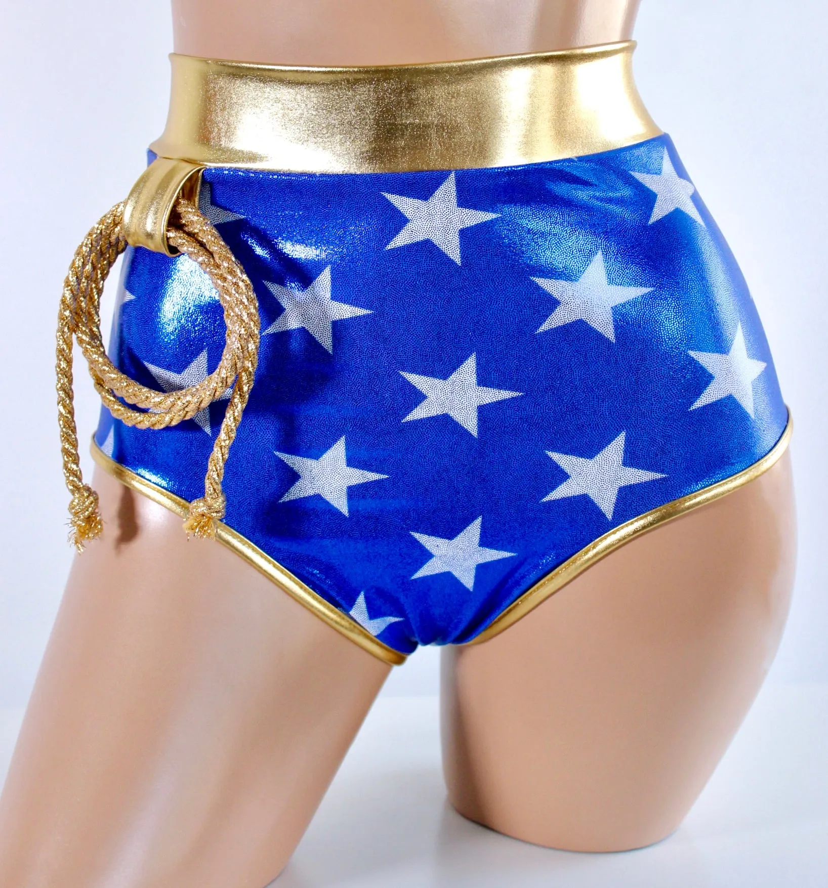 Star Superheroine Ring Top with Pin Up Bottoms with Gold Trim