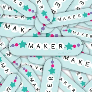 Sticker Sarah Hearts "Maker" Friendship Bracelet Sticker- 1  Vinyl Sticker (4"x1)