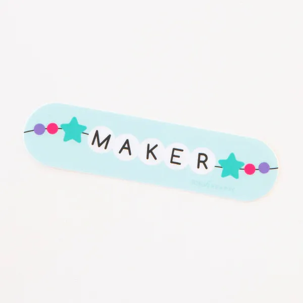 Sticker Sarah Hearts "Maker" Friendship Bracelet Sticker- 1  Vinyl Sticker (4"x1)