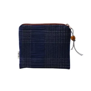 Stripe & Check Pattern Linen Coin Purse