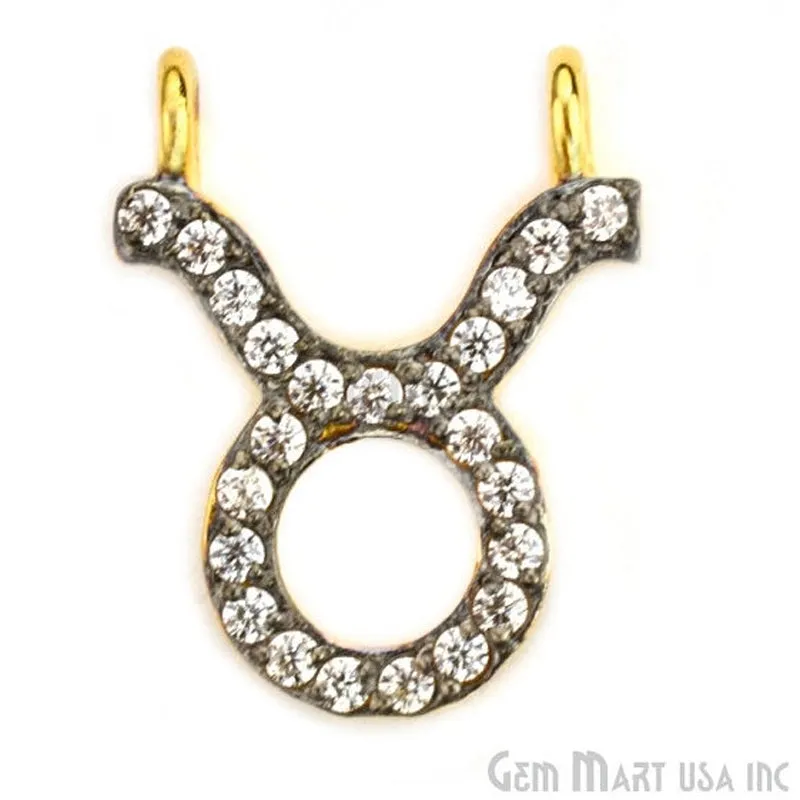 'Taurus' CZ Pave Gold Vermeil Charm for Bracelet & Pendants