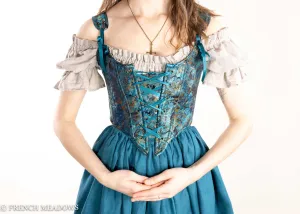 Teal and Metallic Gold Renaissance Bodice