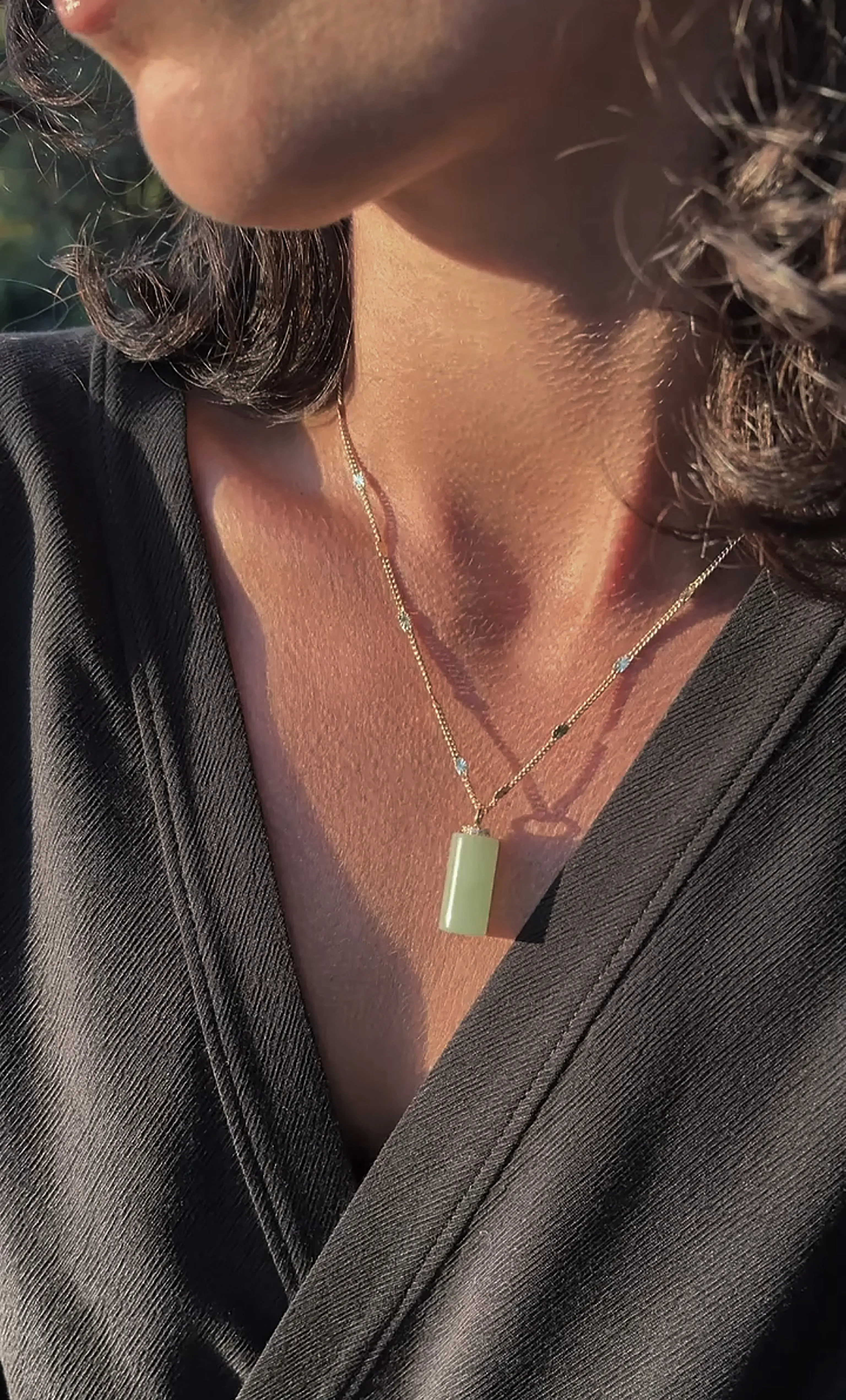 The Tunik Message in a Bottle Charm Necklace - Aventurine