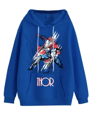 Thor Blue Front Graphic Printed Hoodie