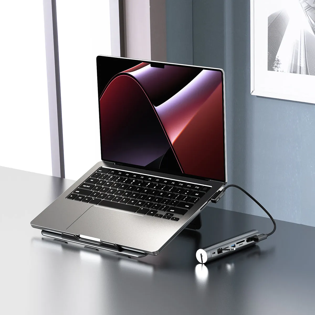 VOKAMO Docking Station Stand 8 In 1 Dock Stand for MacBook Pro/Air and others